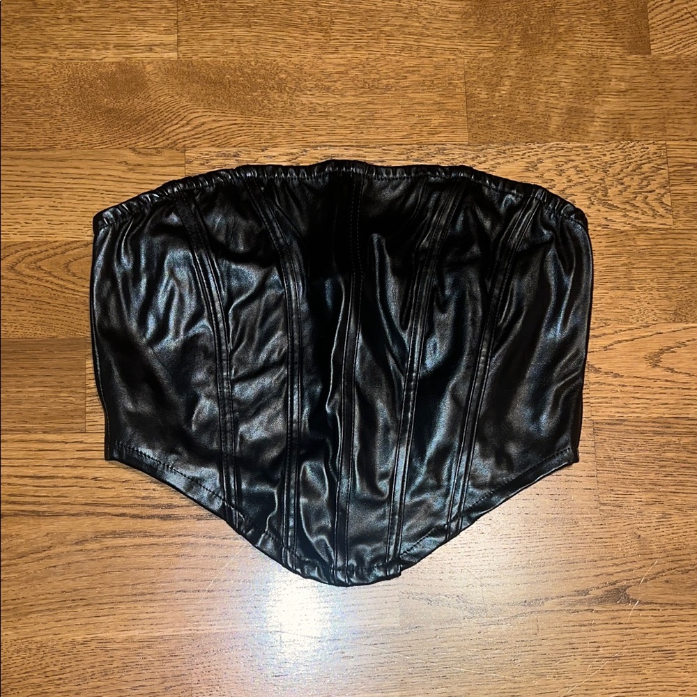 SHEIN Black Faux Leather Crop Top